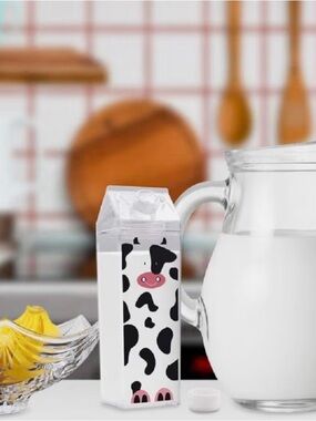 Cow Print Milk Carton Bottle - Black & White Print - Water Bottle